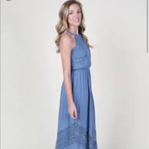 Charcoal/ Dark Grey Crochet Detail Maxi Dress